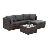 Patio Furniture, Outdoor Furniture, Seasonal PE Wicker Furniture, 5 Set Wicker Furniture With Temper