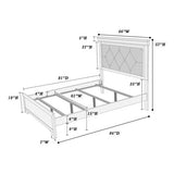 Dark Gray Faux Leather Tufted Headboard 1pc Queen Size Bed W LED Bedroom Furniture Gray Unique Texture FB Solid Wood